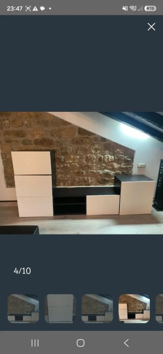 Mueble de salón moderno blanco y wengue