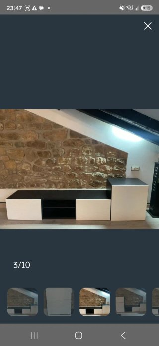 Mueble de salón moderno blanco y wengue