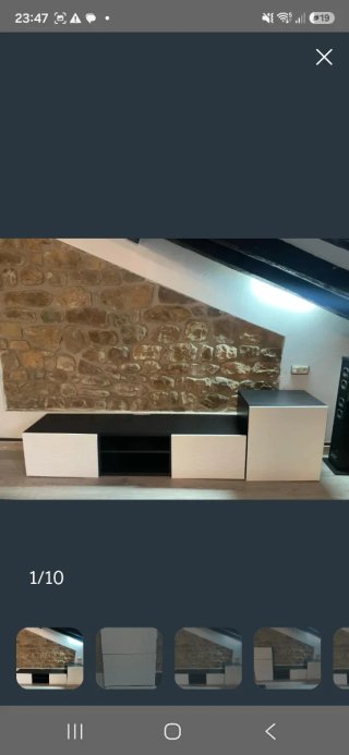 Mueble de salón moderno blanco y wengue