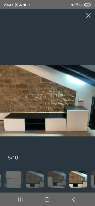 Mueble de salón moderno blanco y wengue
