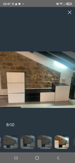 Mueble de salón moderno blanco y wengue