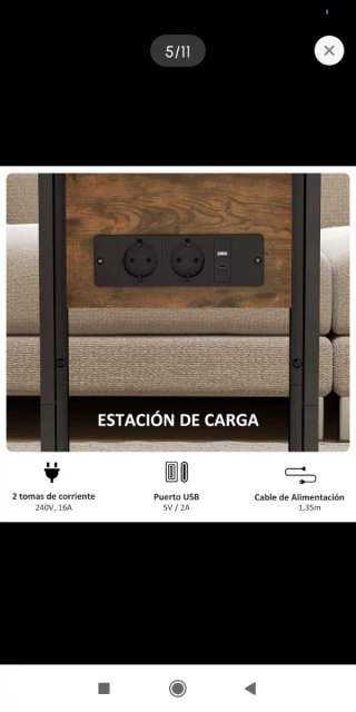 Mesa Auxiliar Sofá Plegable + Carga