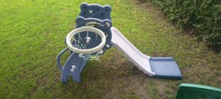 Tobogán infantil azul y blanco