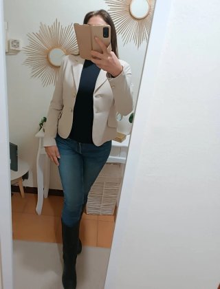 Giacca donna panna due bottoni