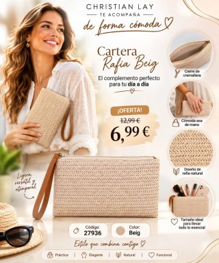 Cartera Rafia Beig Christian Lay