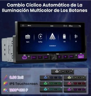 Radio Coche Pantalla 6,86 1 Din Carplay/Android