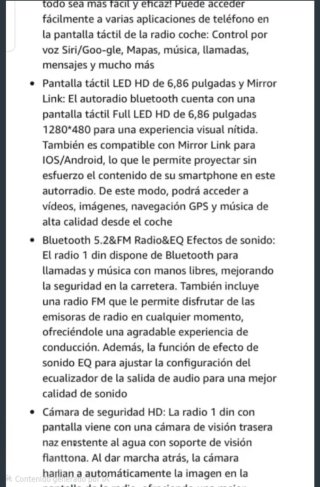 Radio Coche Pantalla 6,86 1 Din Carplay/Android