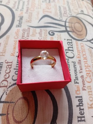 Anillo Solitario Acero Mujer Dorado/Plateado