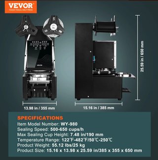 Máquina Selladora Vasos Automática - VEVOR