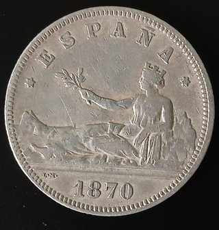 2 Pesetas 1870 (18-70) ¡Plata MBC-!