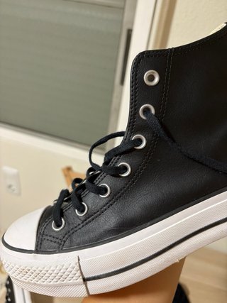Zapatillas Converse de Cuero plataforma negras