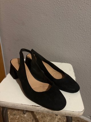 Zapatos tacón slingback negros talla 38