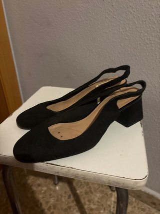 Zapatos tacón slingback negros talla 38