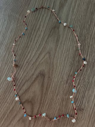 Collana donna con perline rosse e turchesi