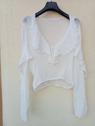 Blusa Verano Mujer Blanca Volantes