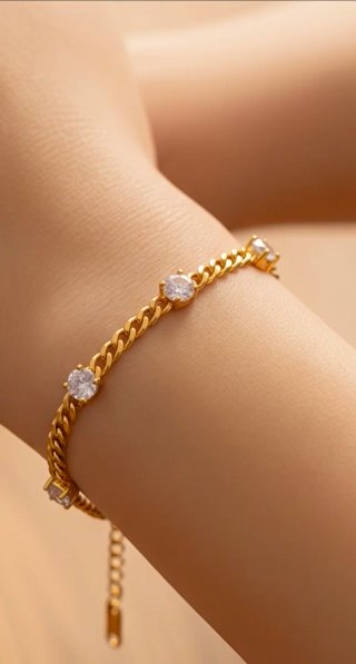 Pulsera oro acero circonitas