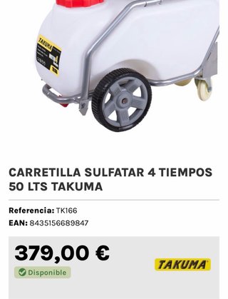 CARRETILLA SULFATAR 4 TIEMPOS 50 LTS TAKUMA