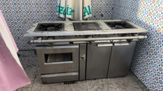 Cocina industrial 2 fuegos plancha + horno