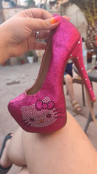 Zapatos Hello Kitty Brillantes Tacon Alto
