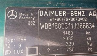 Mercedes 432766 airbag clase (w168) 140 (168.031)