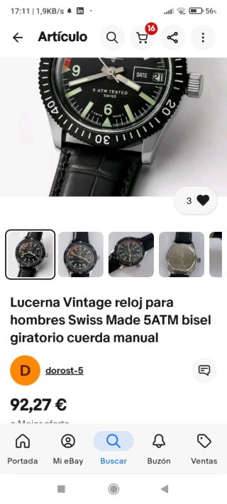 Reloj suizo vintage Lucerne Swiss Diver 5 ATM