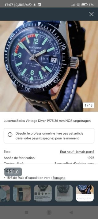 Reloj suizo vintage Lucerne Swiss Diver 5 ATM