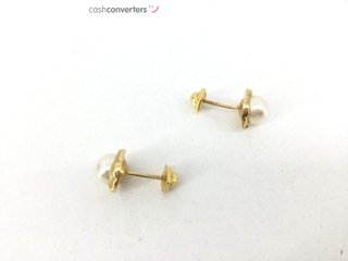 pendientes oro 14k con piedra con perla