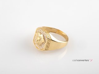 sello oro 18k con piedra con circonita