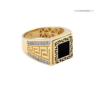 sello oro 18k con piedra con circonita