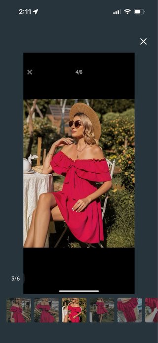 Vestido Shein Rojo Hombros Descubiertos