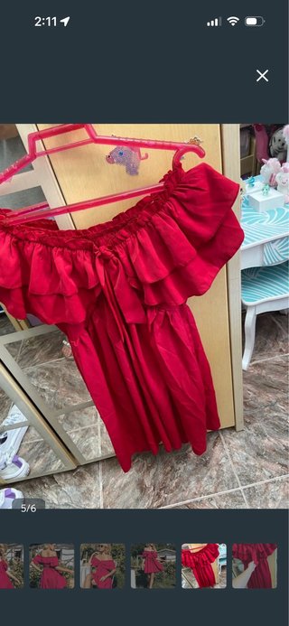 Vestido Shein Rojo Hombros Descubiertos