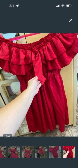 Vestido Shein Rojo Hombros Descubiertos
