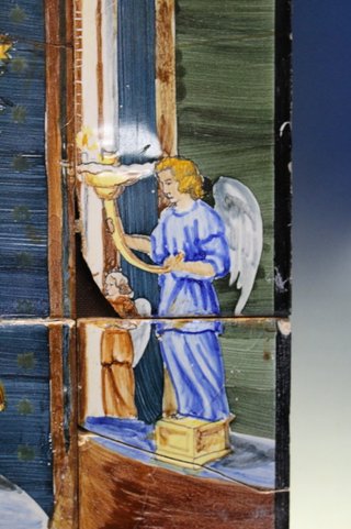Antiguo retablo cerámico de la Virgen del Pilar, firmado.