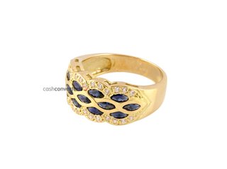 anillo oro 18k con piedra con zafiro t. 16 (17,84 mm)