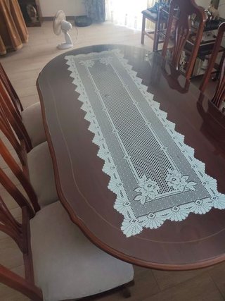 Mesa comedor cristal y 6 sillas madera