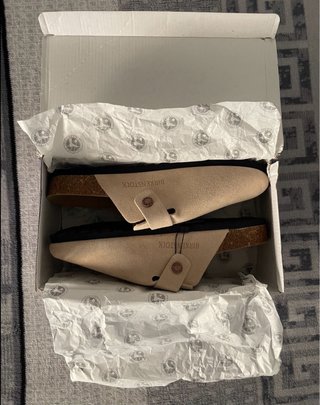 Birkenstock Beige Suede Clogs