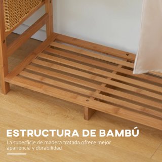 Perchero de bambú con estantes