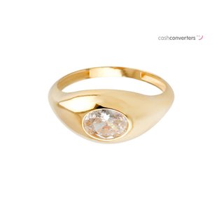 anillo oro 18k con piedra con circonita