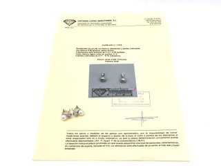 pendientes oro 18k con piedra con diamante,perla