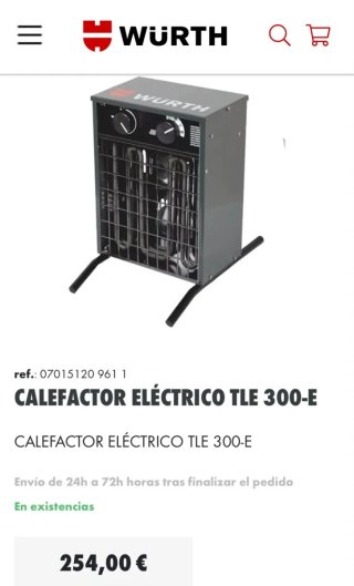 Calefactor/Ventilador Eléctrico Würth TLE 300-E