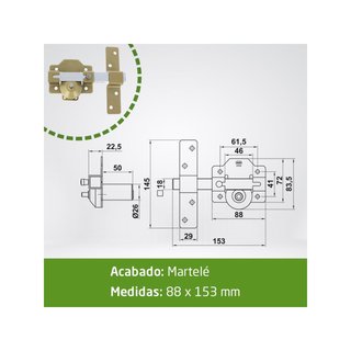 Amig cerrojo seguridad acero 70mm dorado
