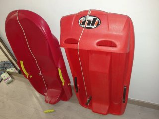 Trineo rojo 2 plazas con cuerda