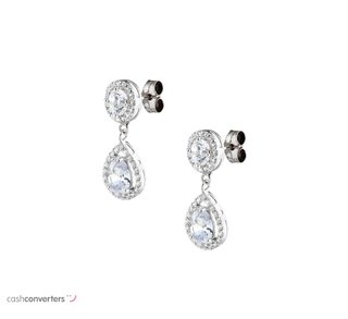 pendientes oro 18k con piedra con circonita