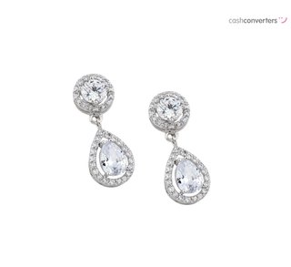 pendientes oro 18k con piedra con circonita