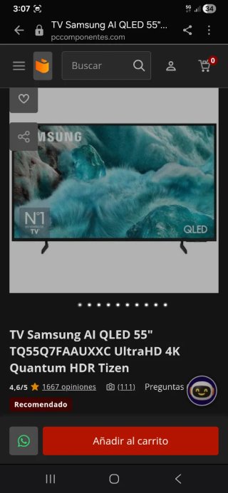 TV Samsung AI QLED 55 TQ55Q7FAAUXXC 4K