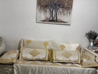 Decoración Henna Tela Dorada y Beige con pedrería