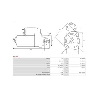 AS-PL S3188S motor arranque compatible FIAT