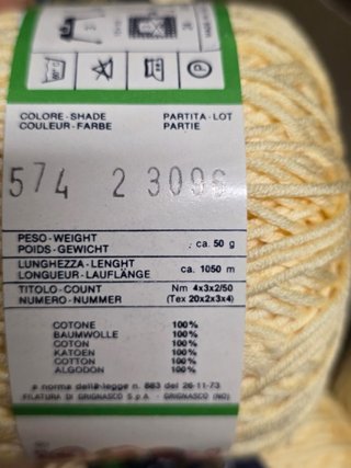 Set 6 gomitoli cotone giallo Grignasco