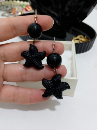 Orecchini Argento 925 Stella Marina Nera