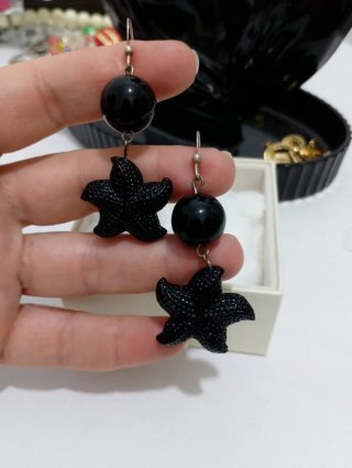 Orecchini Argento 925 Stella Marina Nera